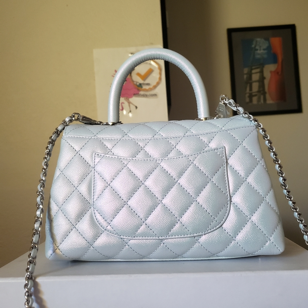 Chanel coco handle mini irridescent blue caviar bag - Picture 11 of 14